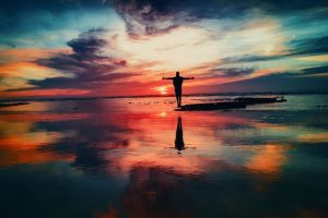 man sunset freedom