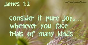 James 1:2 Consider it Pure Joy whenever you face trials of many kinds...