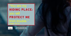 Psalm 32:7 with background of girl.