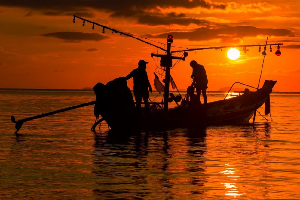 fishing boat sunset