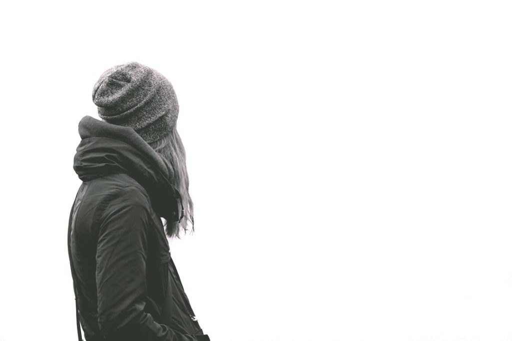 single alone woman winter