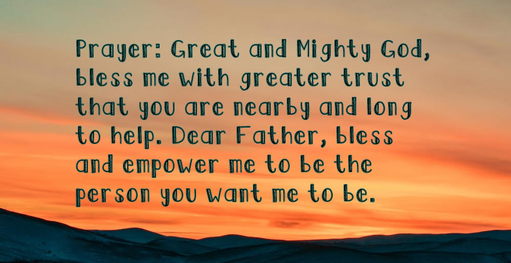 Empowering prayer over sunset sky.