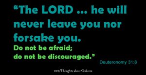 Dueteronomy 31:8 The Lord will never leaver you nor forsake you